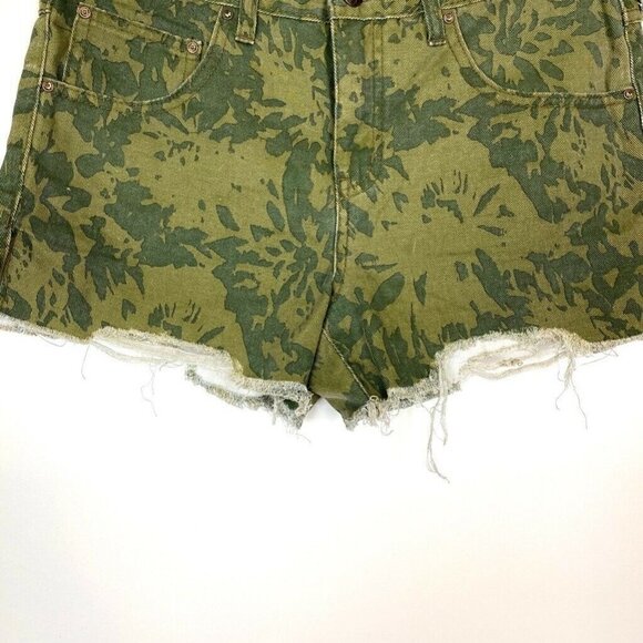 Free People Jean Shorts Green Camouflage 28 - Picture 2 of 5